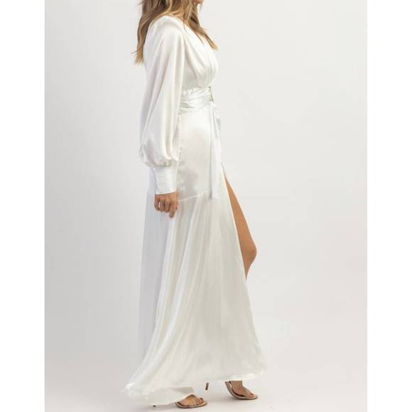 NEW INA shea silky side slit maxi gown in white - Picture 4 of 5